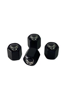 4pcs Black Shull Polished Aluminum Valve Stem Caps NEW